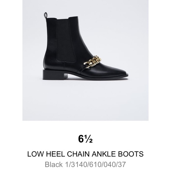 Zara Shoes Zara Black Low Heel Chain Ankle Boots Poshmark